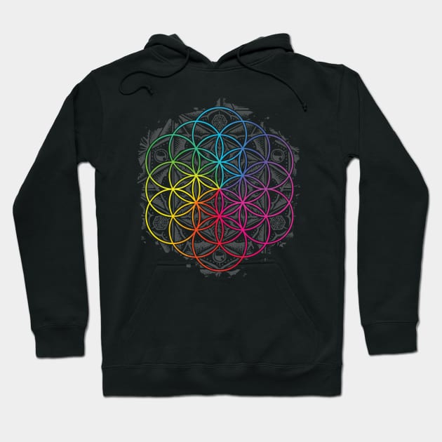 Sacred Geometry Flower of Life Mandala Color 2 Hoodie by Roberto Jaras Lira